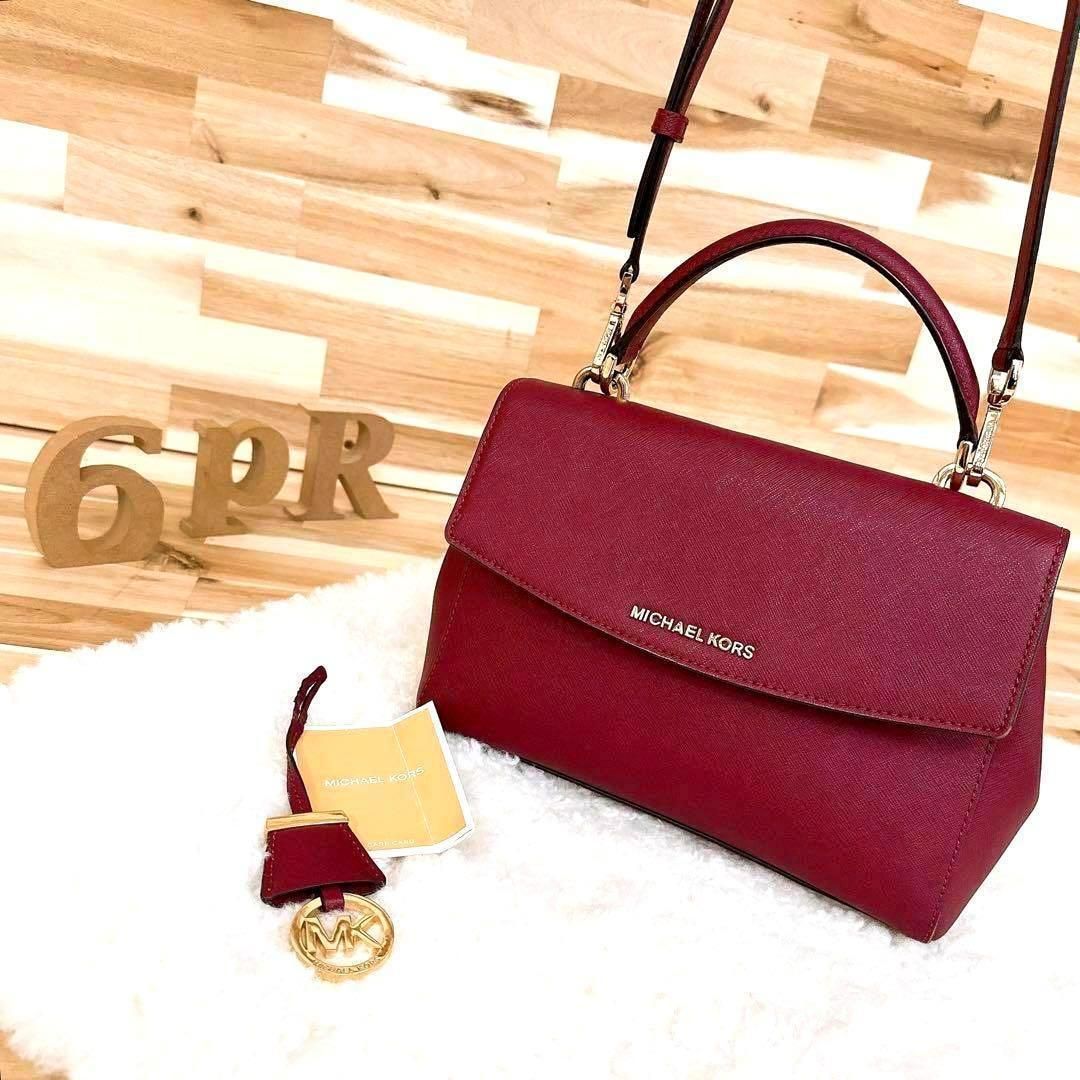 【マイケルコース】レザー ショルダーバッグ 2way ハンドバッグ 赤ボルドー マイケルコース】レザー ショルダーバッグ 2way ハンドバッグ 赤