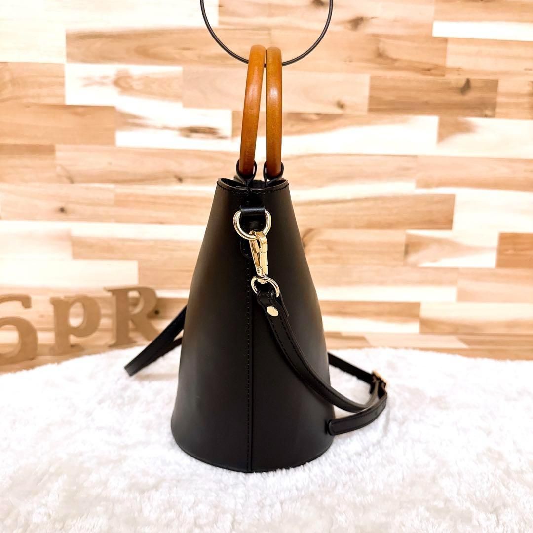 トスカニーレザー】レザー ショルダーバッグ 革 バケツ ウッド  