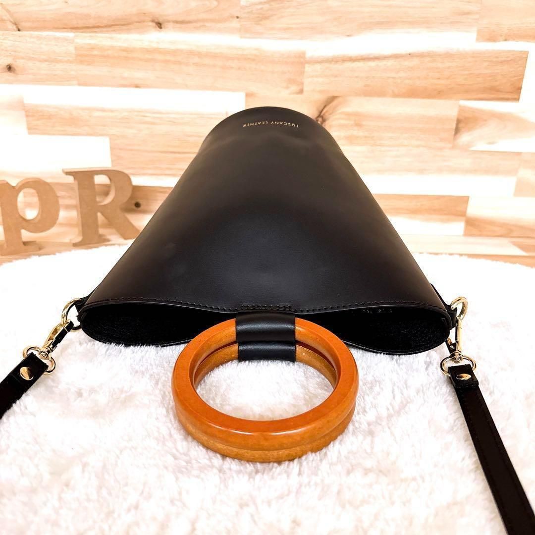 トスカニーレザー】レザー ショルダーバッグ 革 バケツ ウッド  