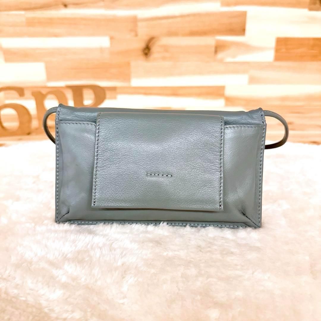 イアパピヨネ 牛革 スマホ ショルダー ウォレット ショルダーバッグ グレー スマホ レザー