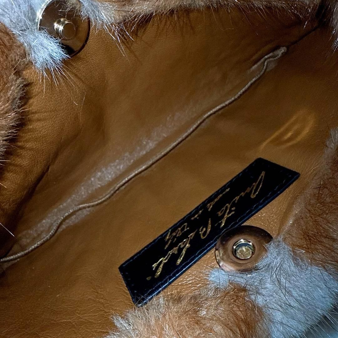 アニタビラルディ】レザー ファー スクエア ショルダーバッグ スマホ茶  