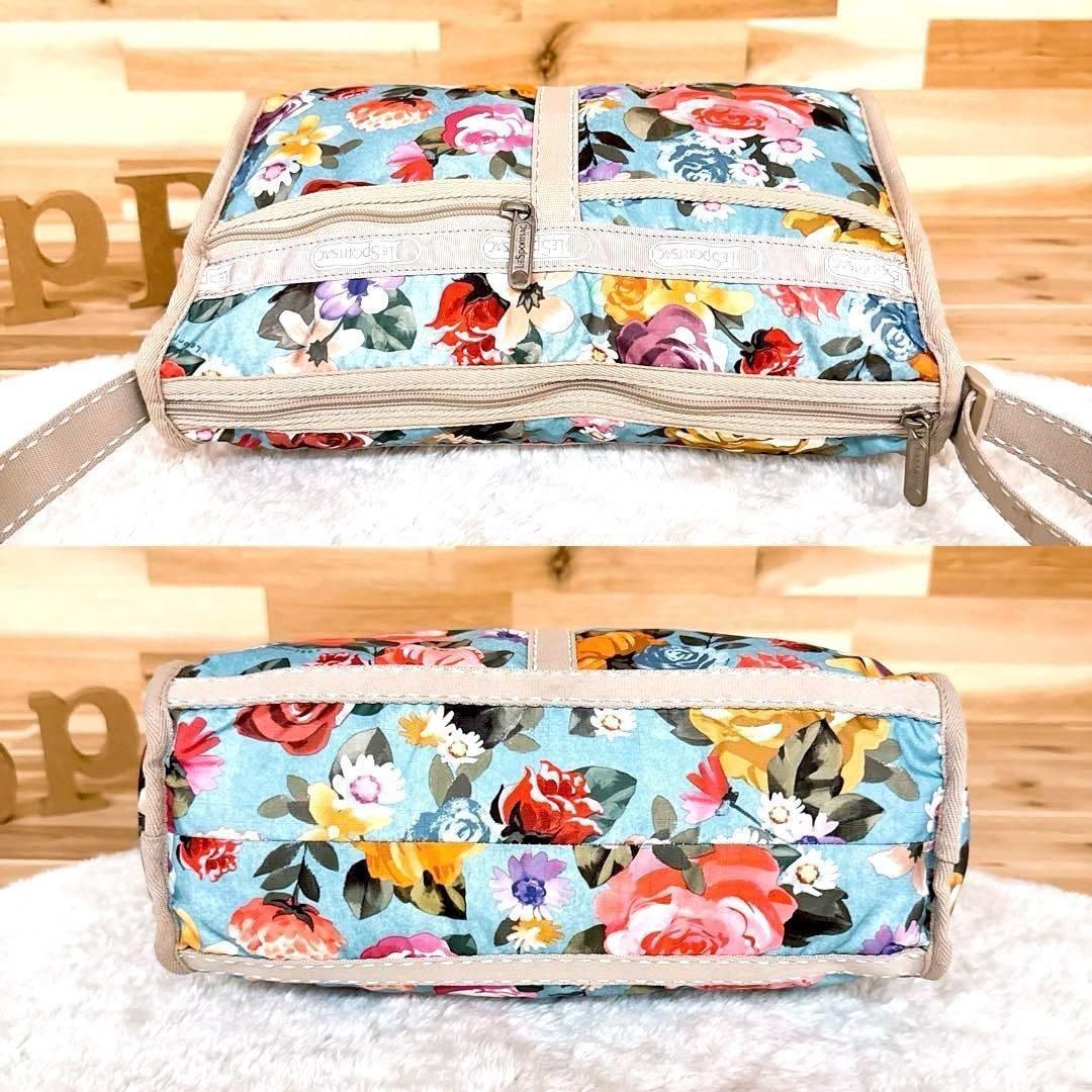 レスポートサック】レトロ 花柄 フローラル ショルダーバッグ 水色