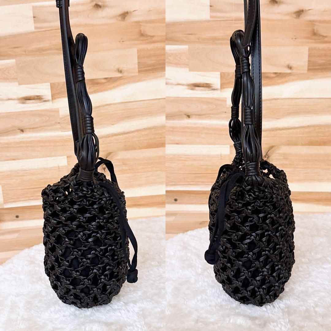 ザラ 編み込み フェイクレザー 巾着 ショルダーバッグ2wayハンドバッグ 黒ブラック 斜めがけ クロスボディ MERCADOAVALIA_COM_BR