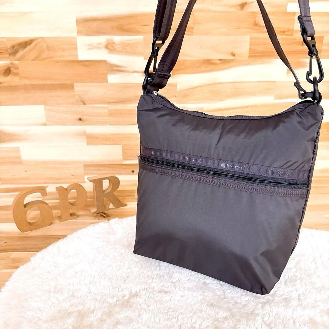 品 レスポートサック 2wayショルダーバッグ 無地 ソリッド グレー×青ブルー 斜めがけ クロスボディ 軽量ナイロン