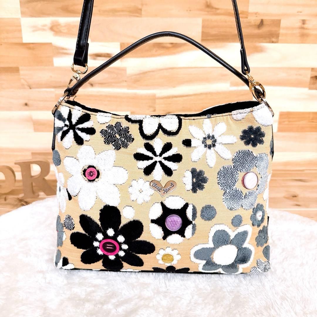 人気 シンクビー マーガレット 2wayショルダーバッグ 花柄フラワー ベージュ 斜めがけクロスボディ 花 ショルダートート