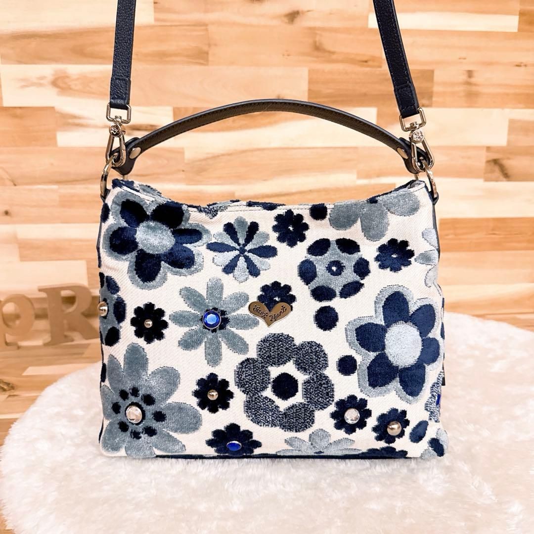 シンクビー ブルーカナリー 2wayショルダーバッグ 花柄 マーガレット 紺ネイビー 斜めがけクロスボディ 花 ショルダートート