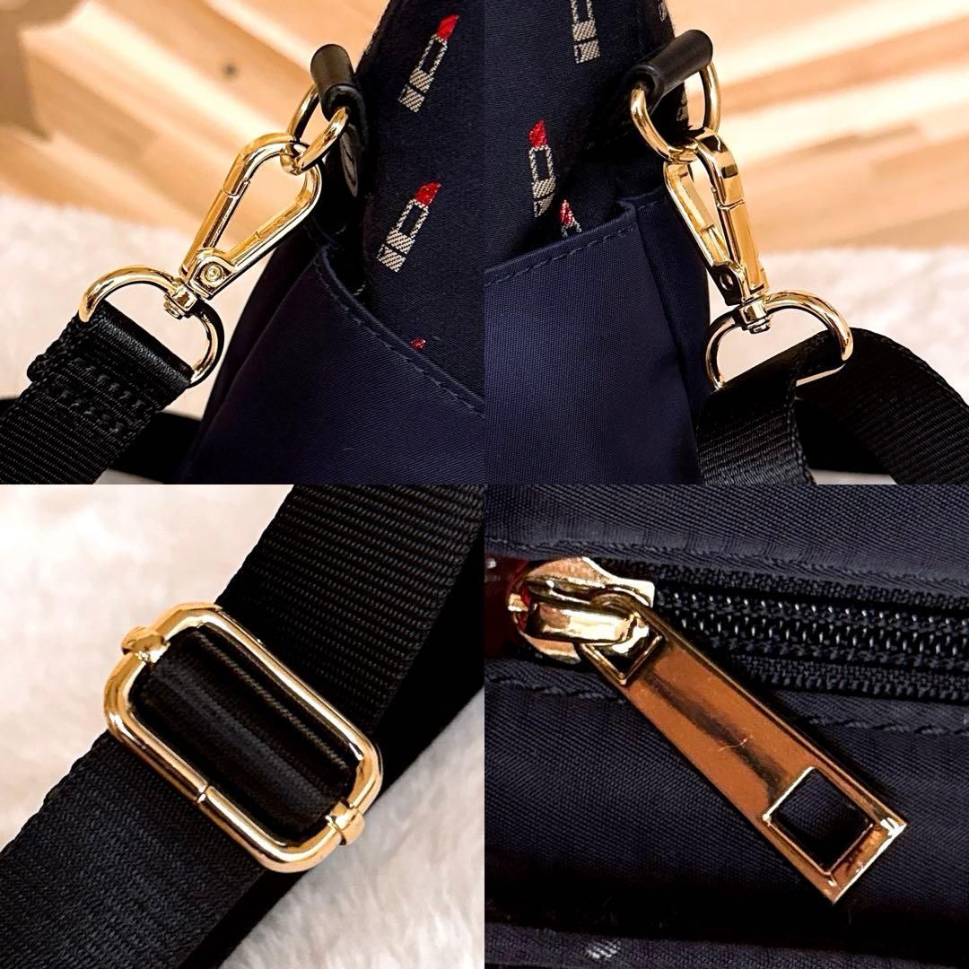  アルティザン-アーティスト 口紅 刺繍ショルダーバッグ2 wayハンドバッグ 紺ネイビー 斜めがけクロスボディ ミニ トートバッグ ショルダーバッグ ショルダーバッグ