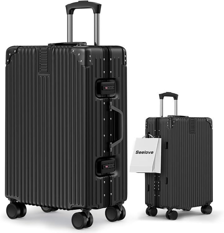 Seelove スーツケース キャリーケース 機内持ち込み ABS PC 耐衝撃 超軽量 キャリーバッグ 360度回転 静⾳ b.ブラック SSサイズ 機内持込 1～3泊 35L 55x36x23.5cm