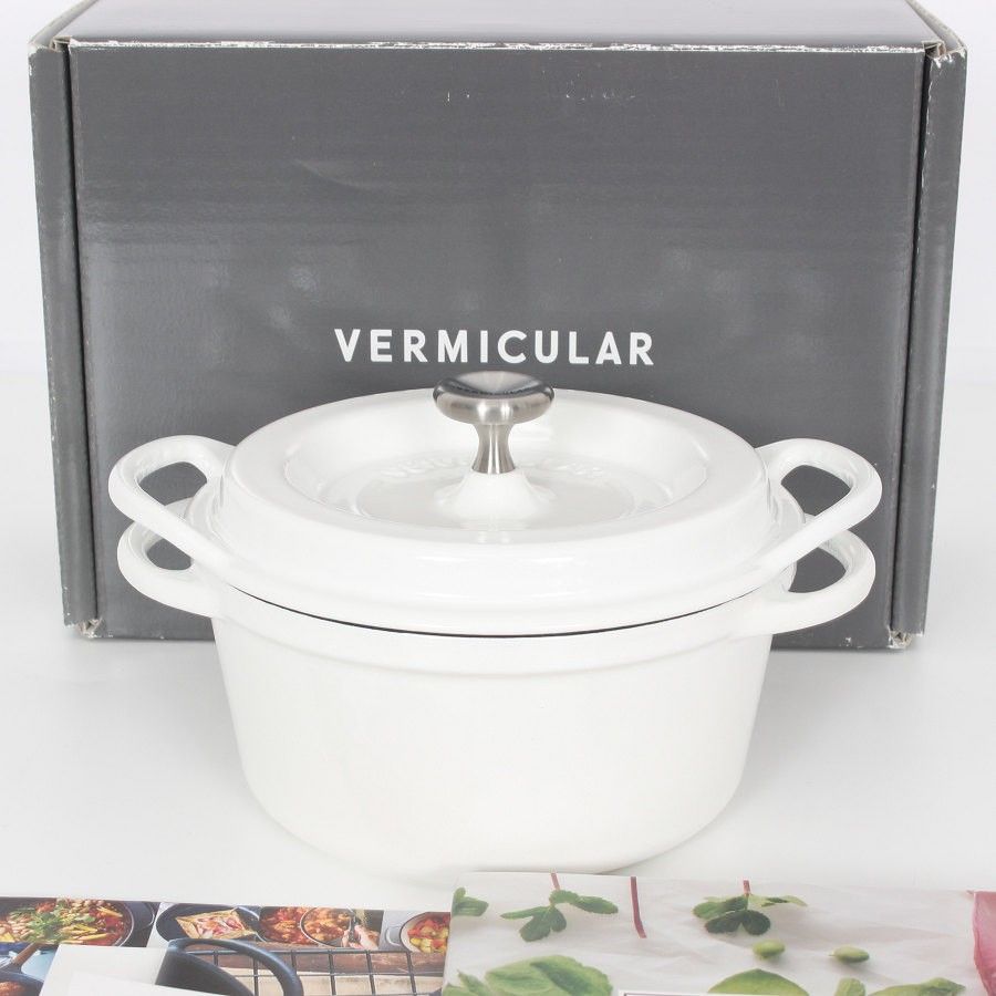 バーミキュラ オーブンポットラウンド 14cm PWH14R KONAYUKI パールホワイト 無水 ホーロー 両手鍋 粉雪 本体