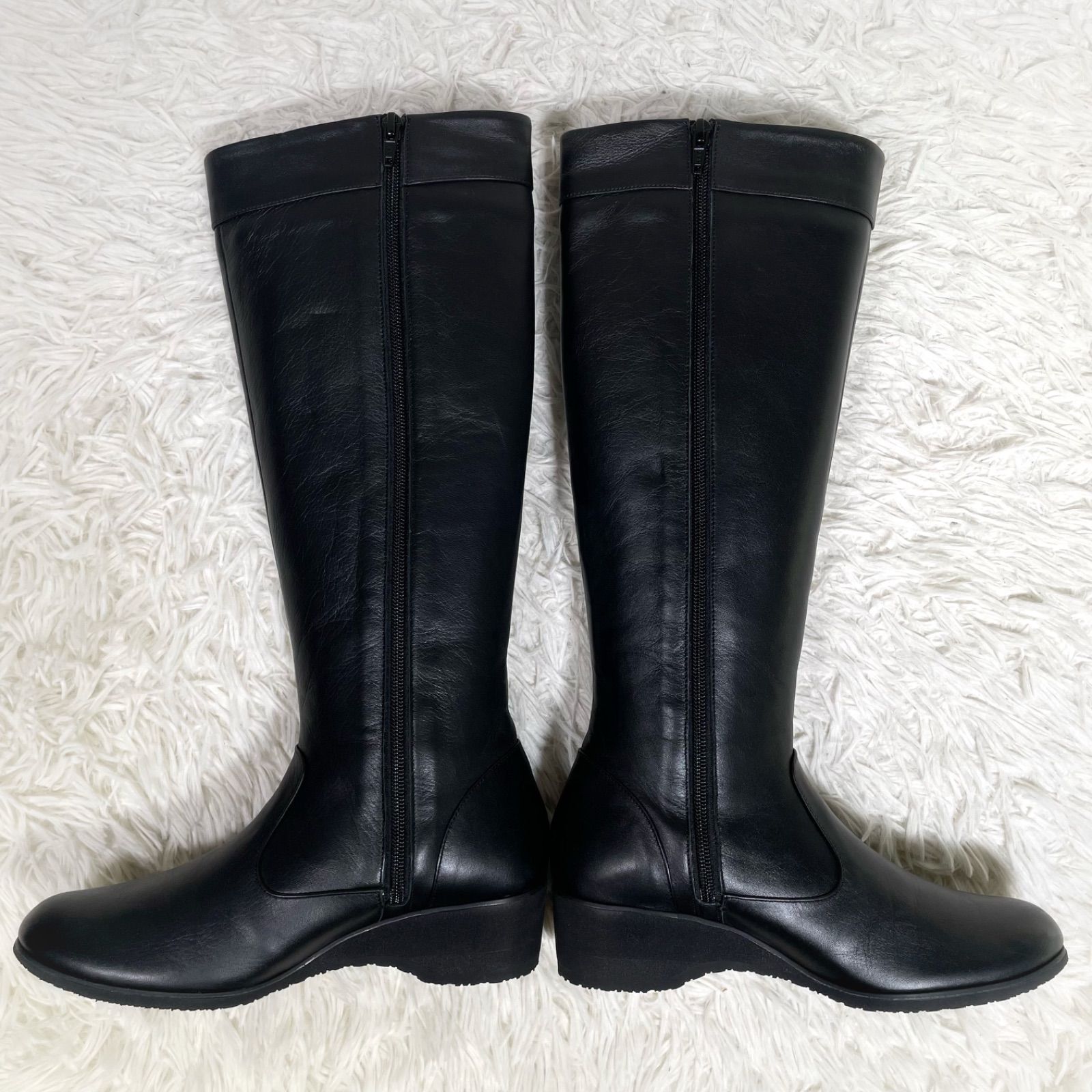 asics pedara アシックス ペダラ WP 293 K ロングブーツ サイドジップ黒 24 EE