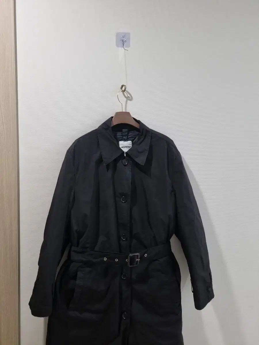 ASPESI ブラック ベルト付き コート 22ss