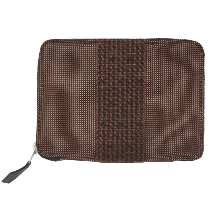 HERMES エルメス エールライン パースPM 折財布 ナイロンキャンバス ブラウン 二つ折り財布 aq 11780