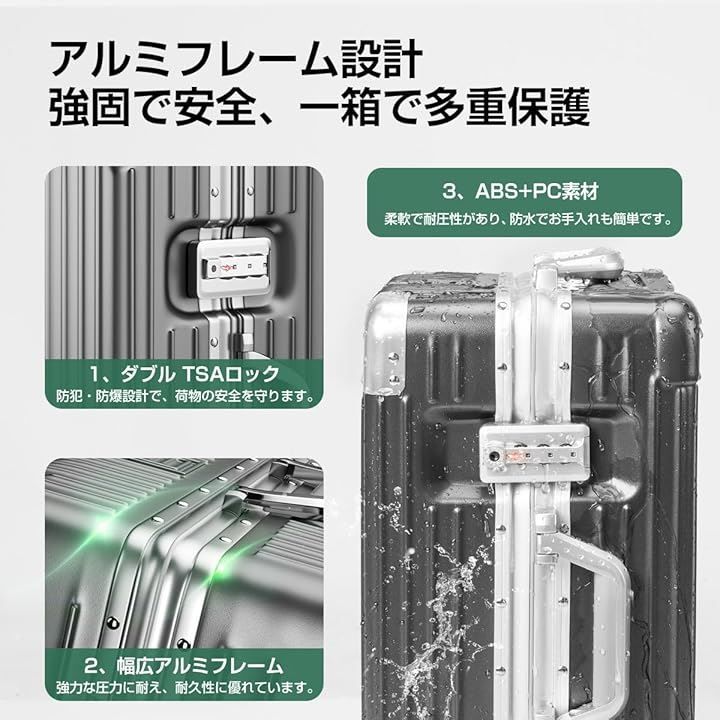 Seelove スーツケース キャリーケース 機内持ち込み ABS PC 耐衝撃 超軽量 キャリーバッグ 360度回転 静⾳ e.ガンメタルグレー Sサイズ 3~5泊 42L 58x38x24cm