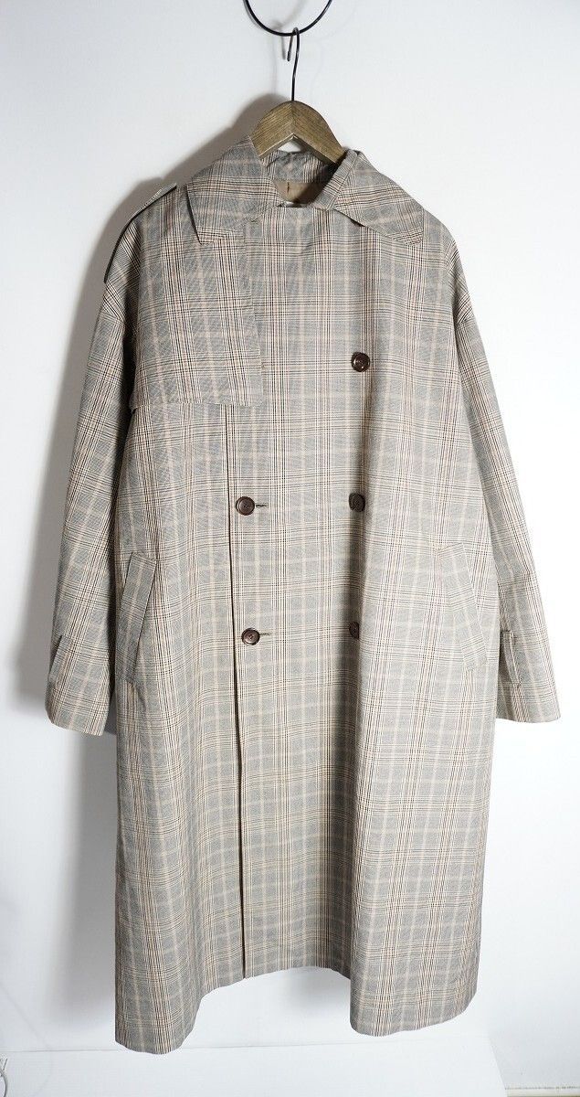 正規 Dessin de mode デッサン ド モード 元マルジェラ デザインチーム チェック トレンチ コート サイズ2 茶 本物 913P 2