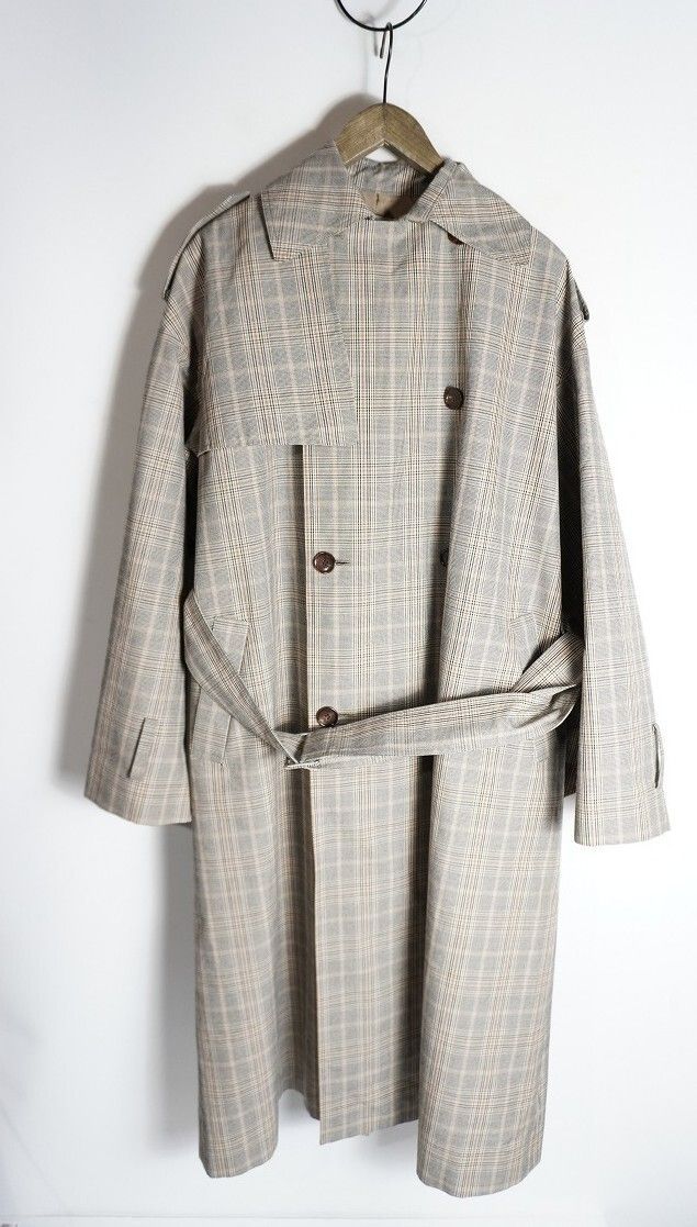 正規 Dessin de mode デッサン ド モード 元マルジェラ デザインチーム チェック トレンチ コート サイズ2 茶 本物 913P 2