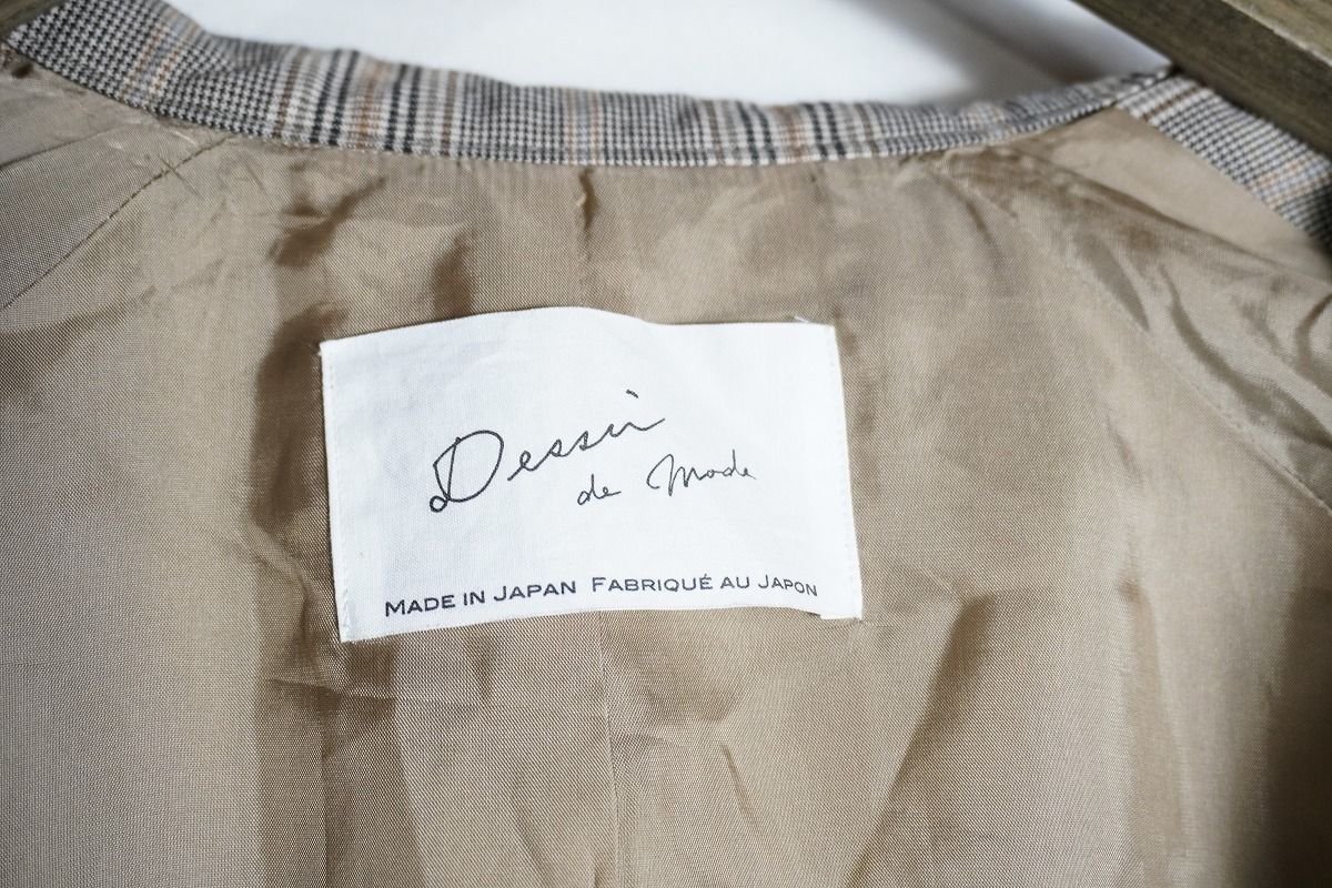 正規 Dessin de mode デッサン ド モード 元マルジェラ デザインチーム チェック トレンチ コート サイズ2 茶 本物 913P 2 ODELLYA_COM