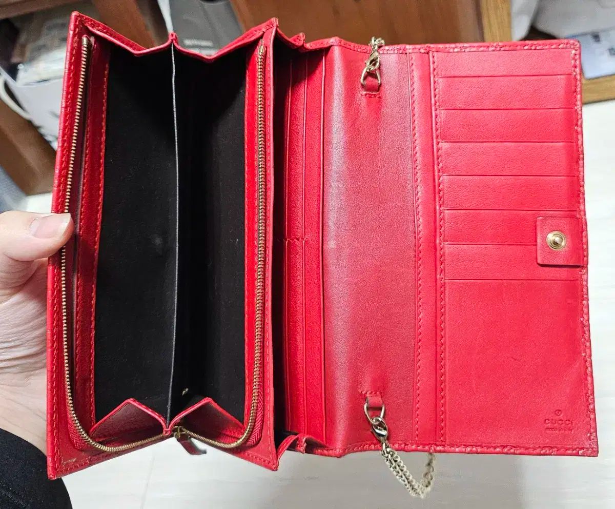  グッチ マイクロシマ ハート レッド チェーン長財布 長財布 小物