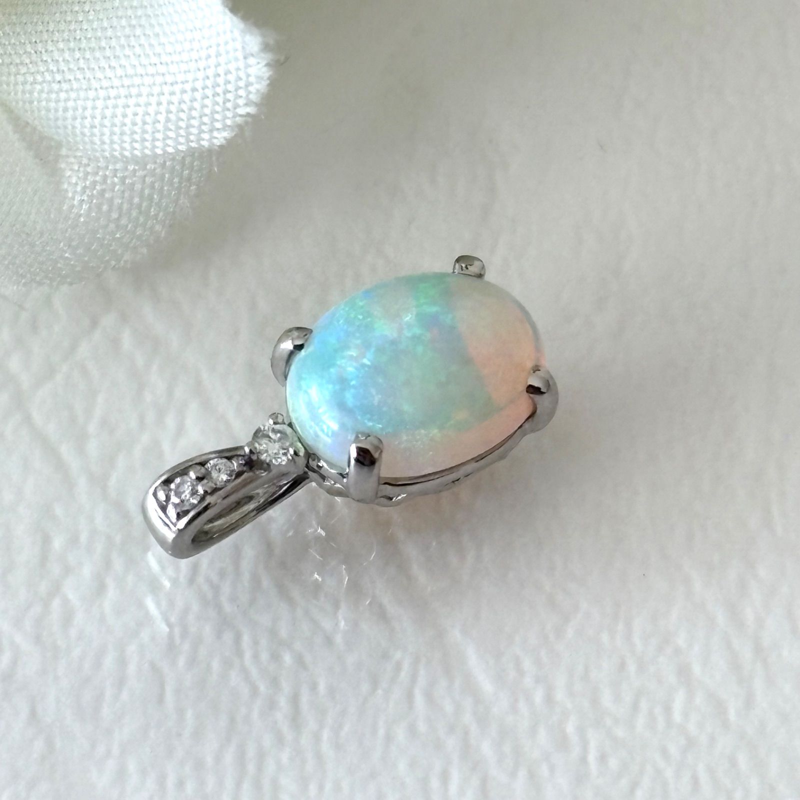 安い！かわいい！ 176 ギンザタナカ Pt900 オパール 1.98ct ダイヤモンド0.03ct ネックレストップ
