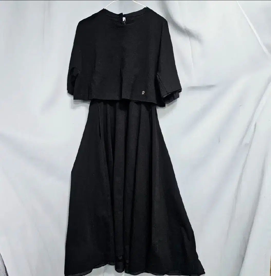 The HANDSOME SJSJ レイヤード フ ブラック ロング ONE PIECE ドレス 55-66