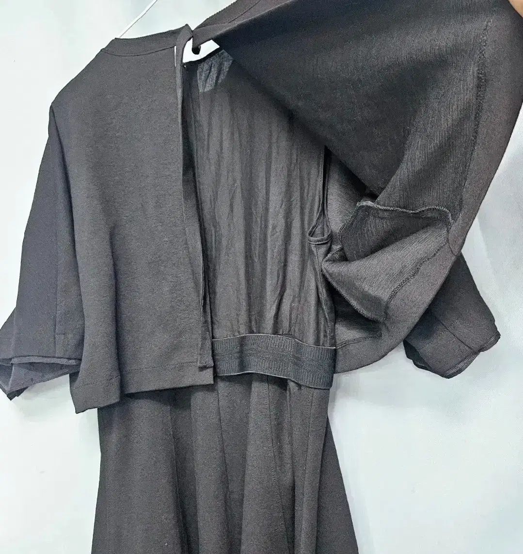  The SJSJ レイヤード フ ブラック ロング ONE PIECE ドレス 55-66 長袖 七分袖 その他