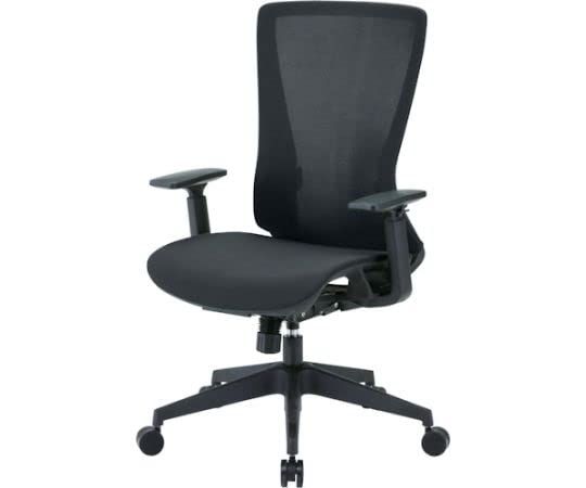 TRUSCO トラスコ中山 ハイバックメッシュチェア 肘付 ブラック TMCCBK 8000