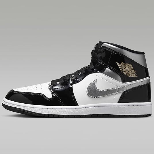 ナイキ エア ジョーダン 1 ミッド SE AIR JORDAN MID ブラック ホワイト メタリックゴールド メタリックシルバー HV 0789-010 29.5 cm