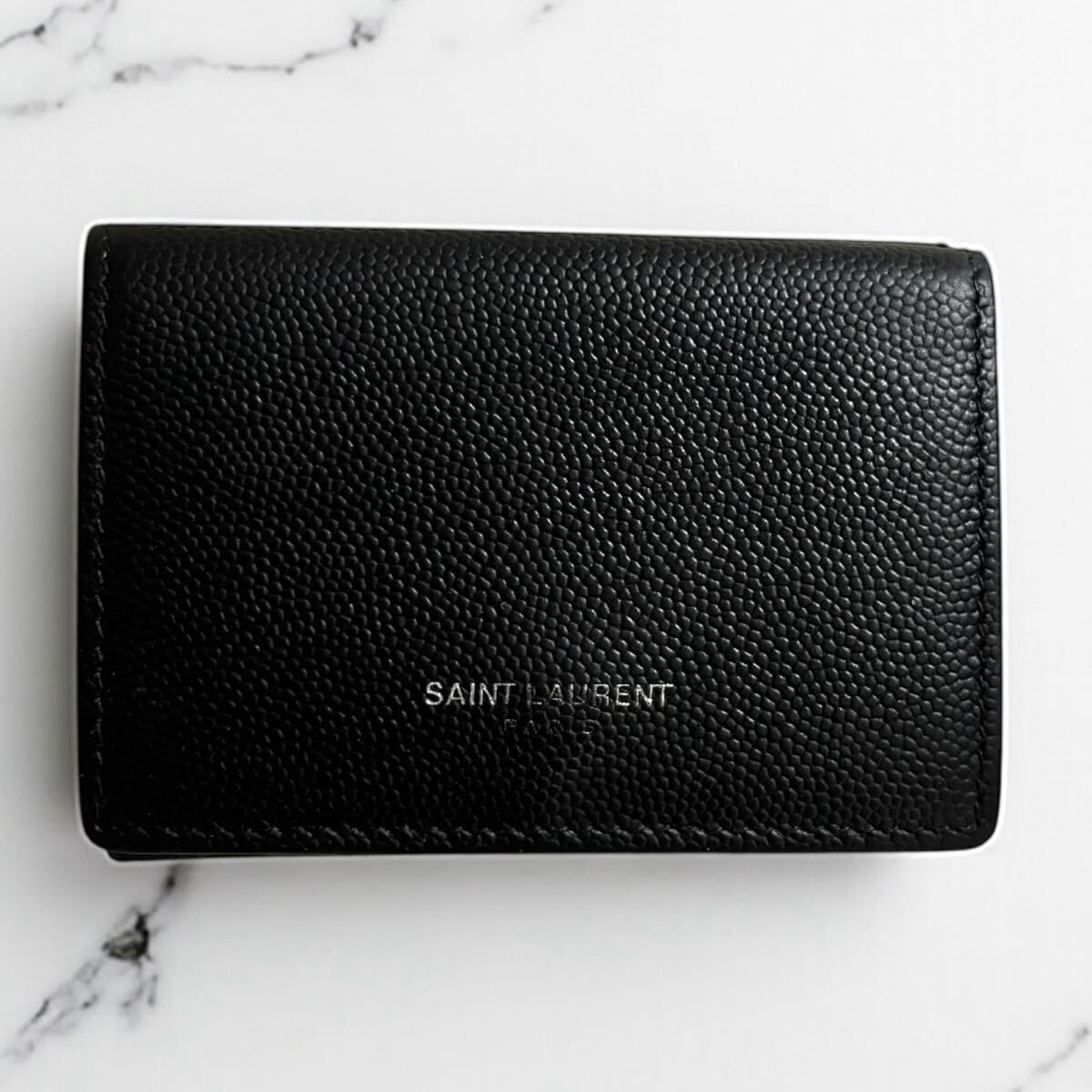 q100 サンローラン 三つ折り財布 ブラック Saint Laurent 黒