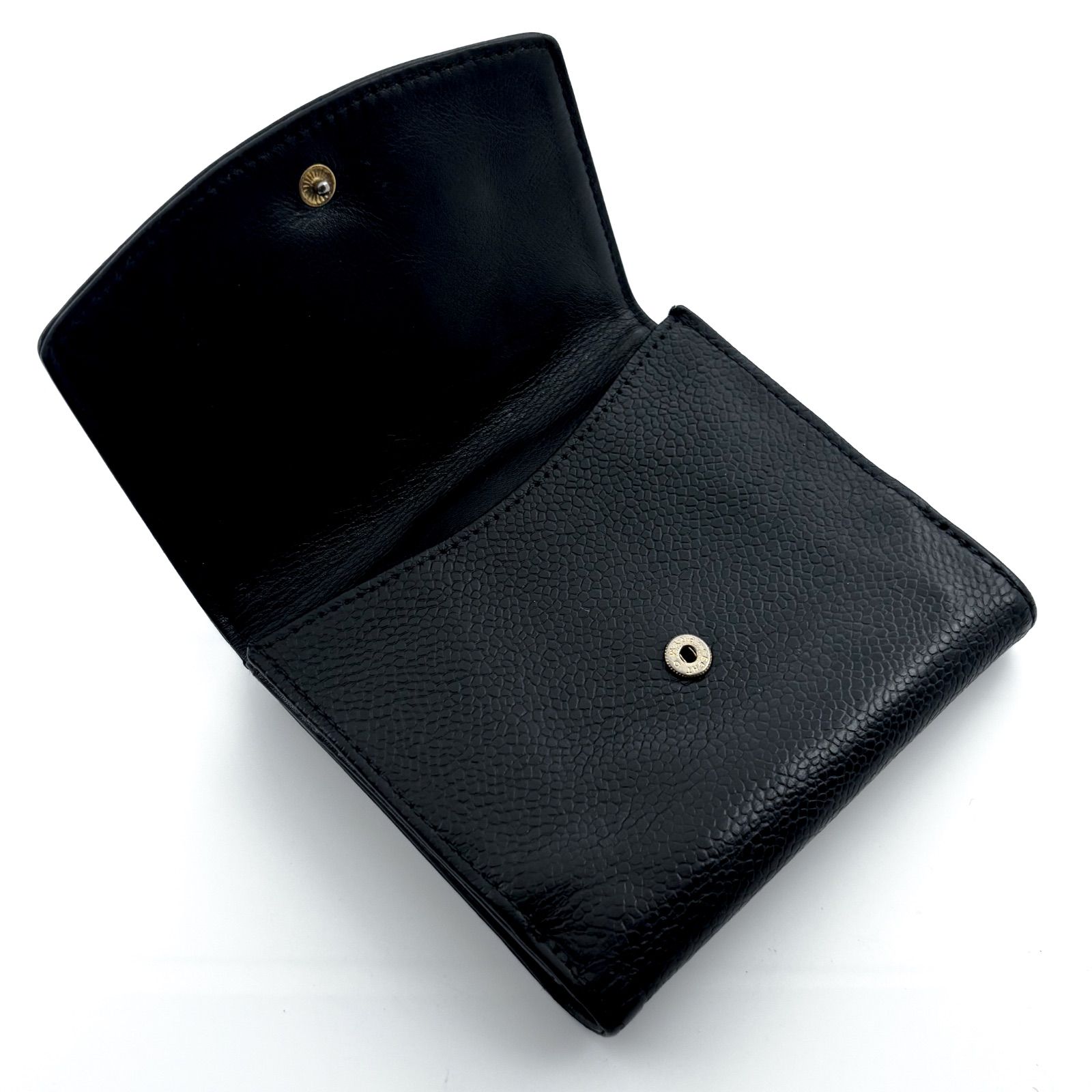 極美品✨】シャネル 財布 ココステッチ キャビアスキン Wホック 二つ折