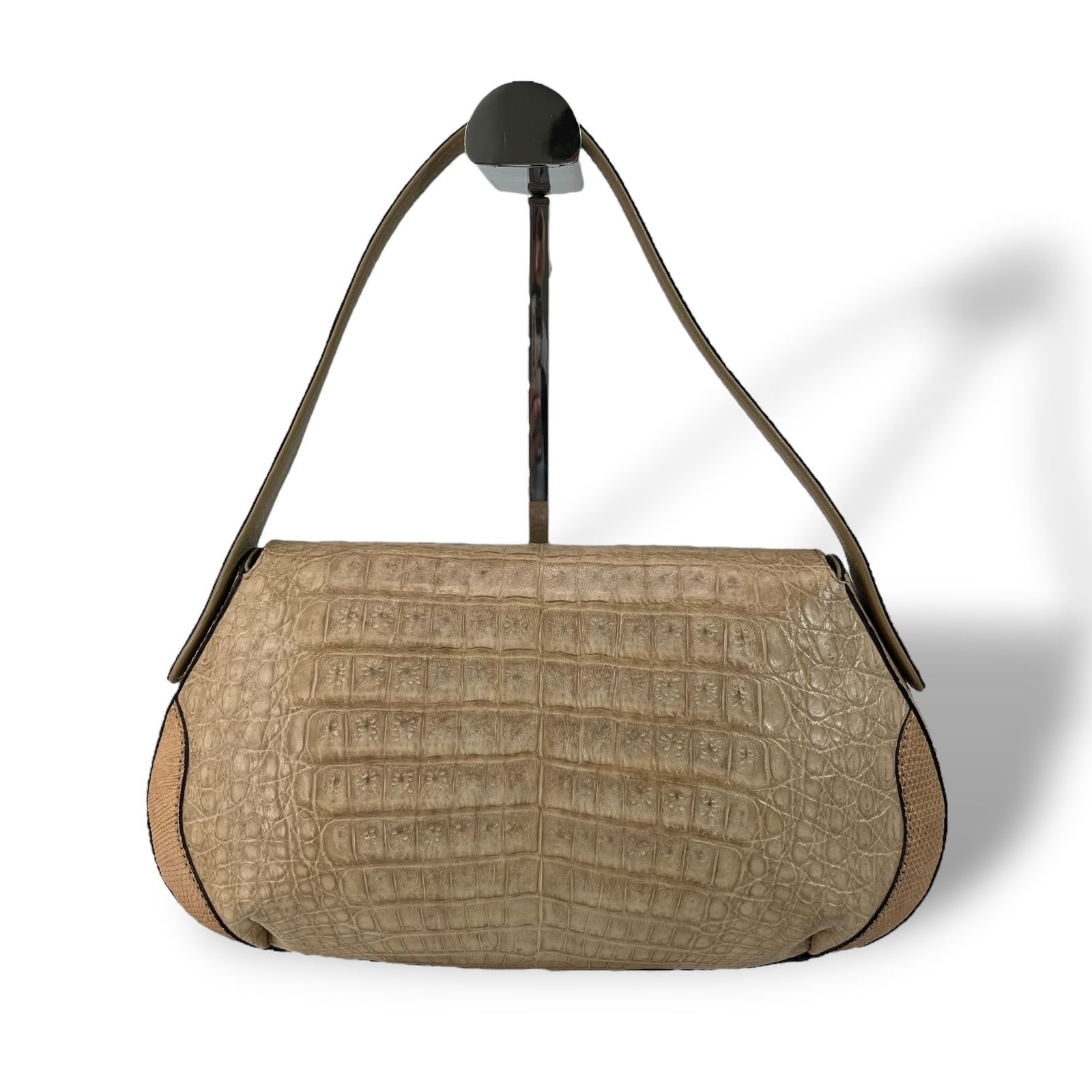 極美品】caiman カイマン ハンドバッグ レディース クリーム色 ワニ皮