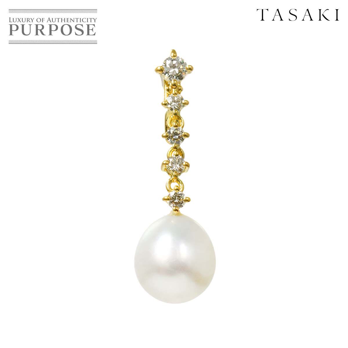 タサキ TASAKI 白蝶真珠 9.3mm ダイヤ 0.24ct ペンダント トップ K18 YG イエローゴールド 750 Pendant Top 90295459