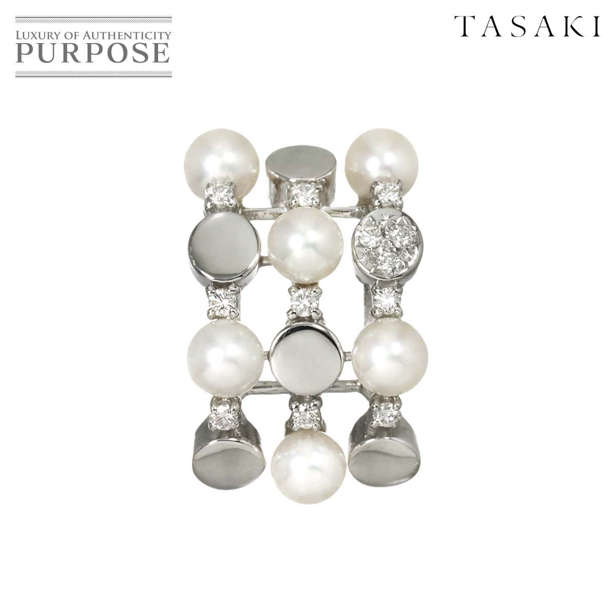 タサキ TASAKI アコヤ真珠 4.1mm ダイヤ 0.11ct ペンダント トップ K18 WG ホワイトゴールド 750 田崎真珠 Pendant Top 90297392