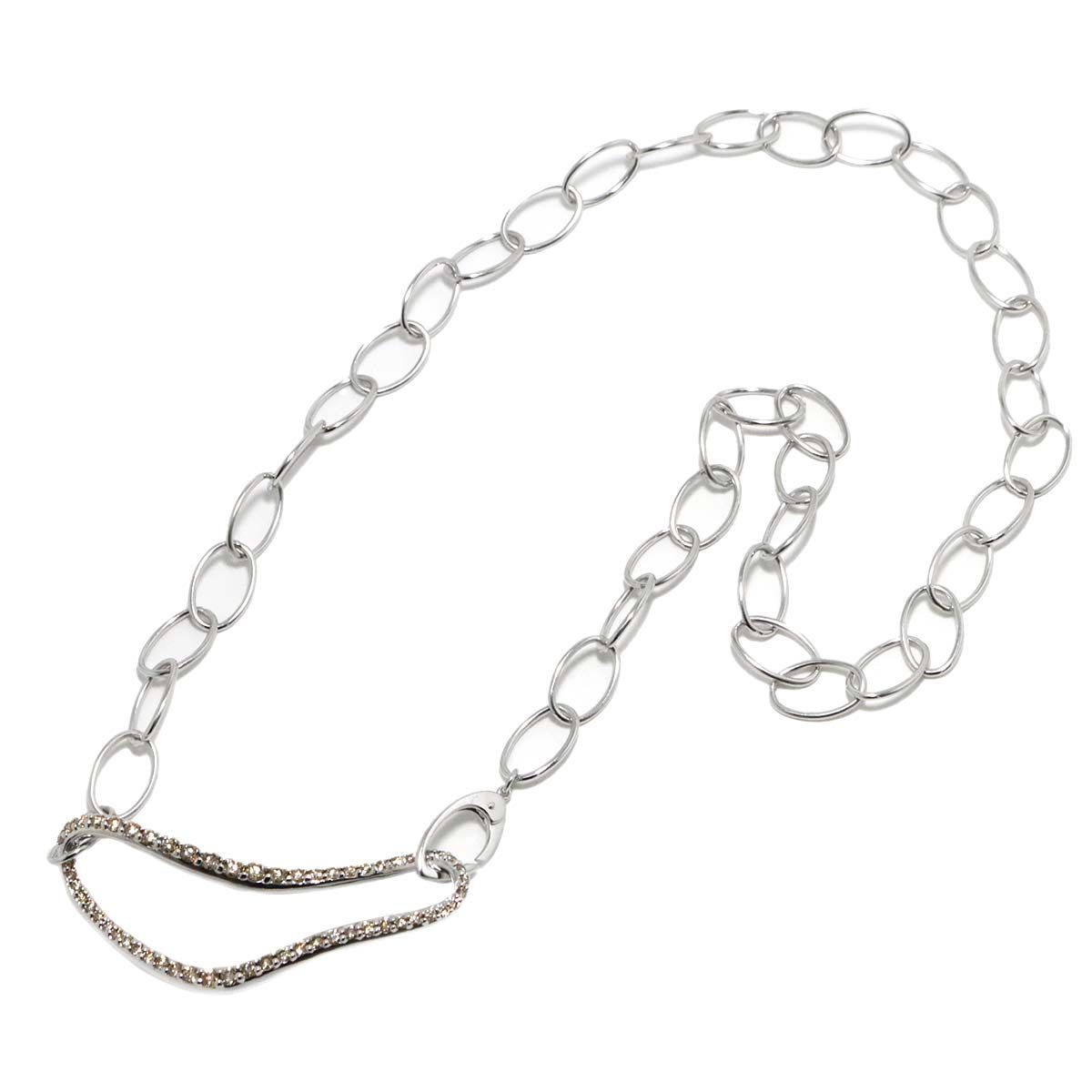 カシケイ マーシネス ブラウンダイヤ 1.30 ct ネックレス 41 cm K 18 WG 750 Diamond Necklace 証明書付き