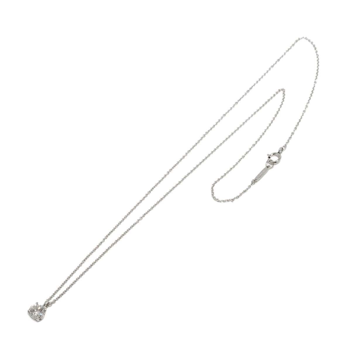 ティファニー TIFFANY-CO. ソリティア ダイヤ ネックレス 40 cm Pt プラチナ Diamond Necklace