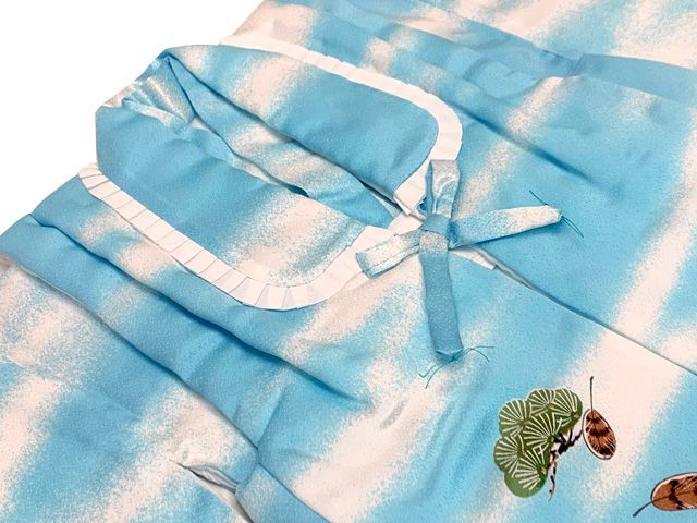  初節句やお正月に 男の子 でんちセット 赤ちゃんの着物 ちゃんちゃんこセット 化繊 水色系 鷹 KBDS 020 お宮参り用品 行事 記念品