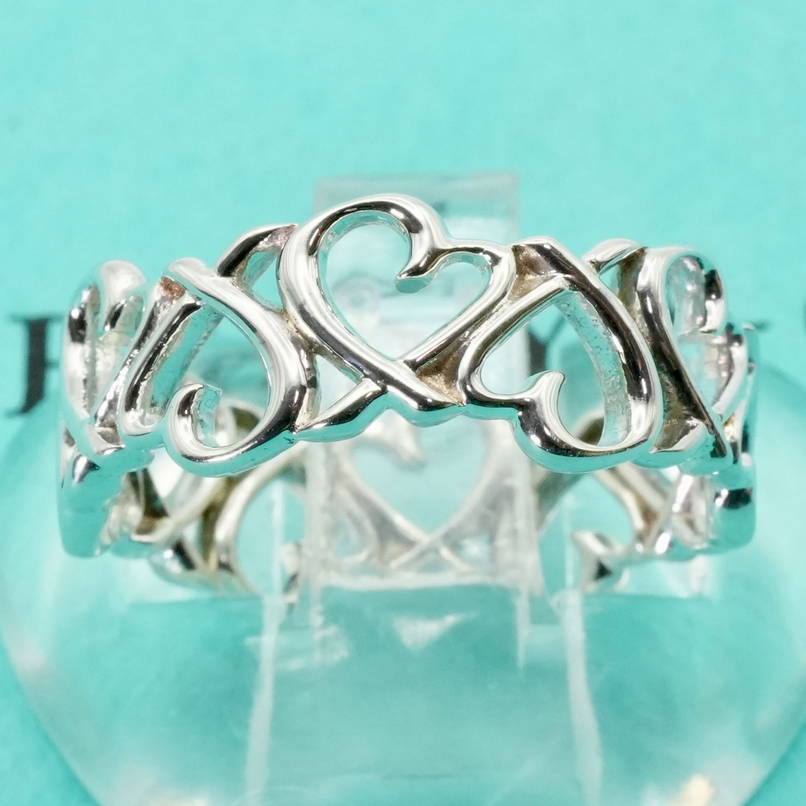 極美品14号 ティファニー ラビングハート バンド リング/25-2033S