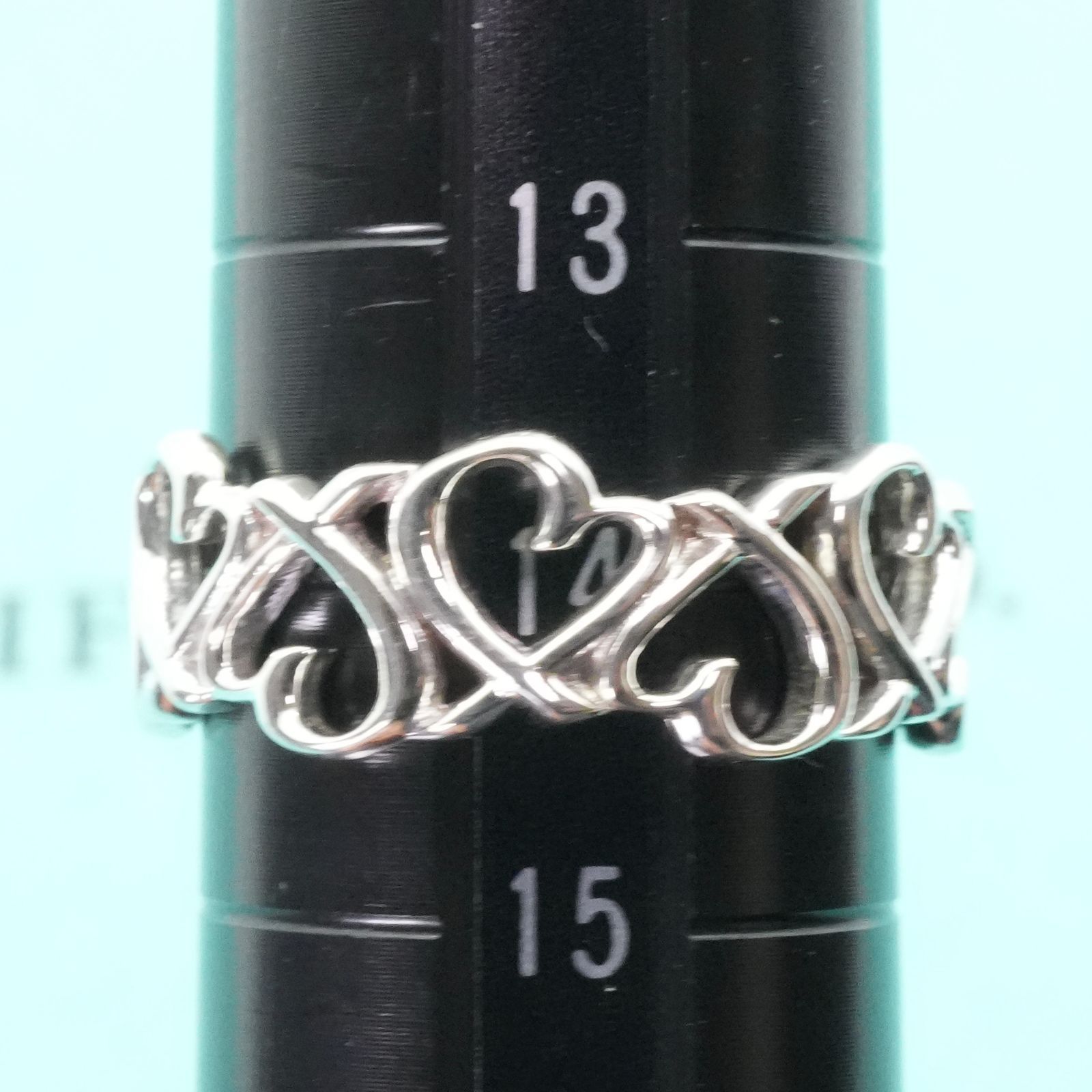 極美品14号 ティファニー ラビングハート バンド リング/25-2033S