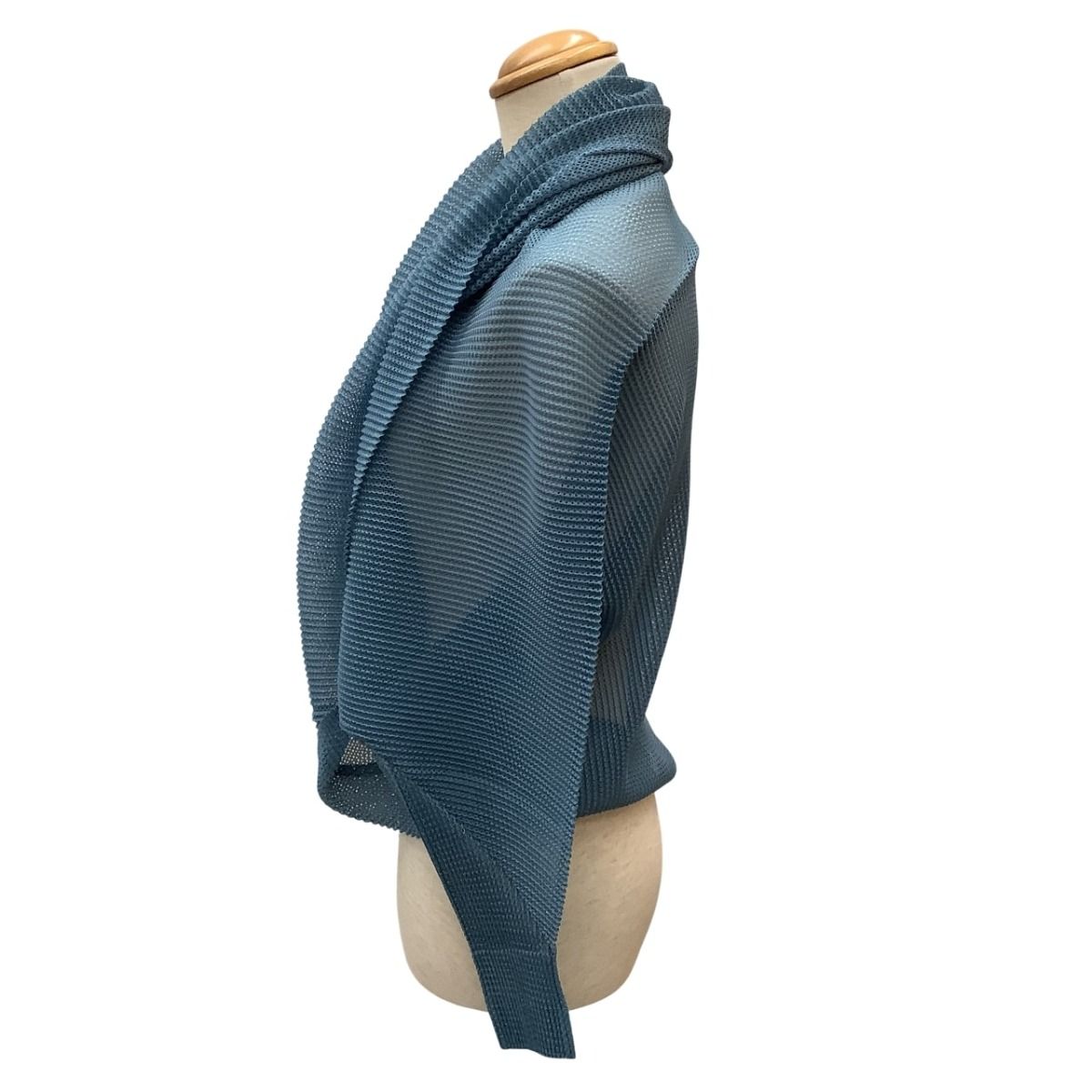 ISSEY MIYAKE イッセイミヤケ PLEATS PLEASE メッシュ ボレロ カーディガン PP51-FO263 ブルー