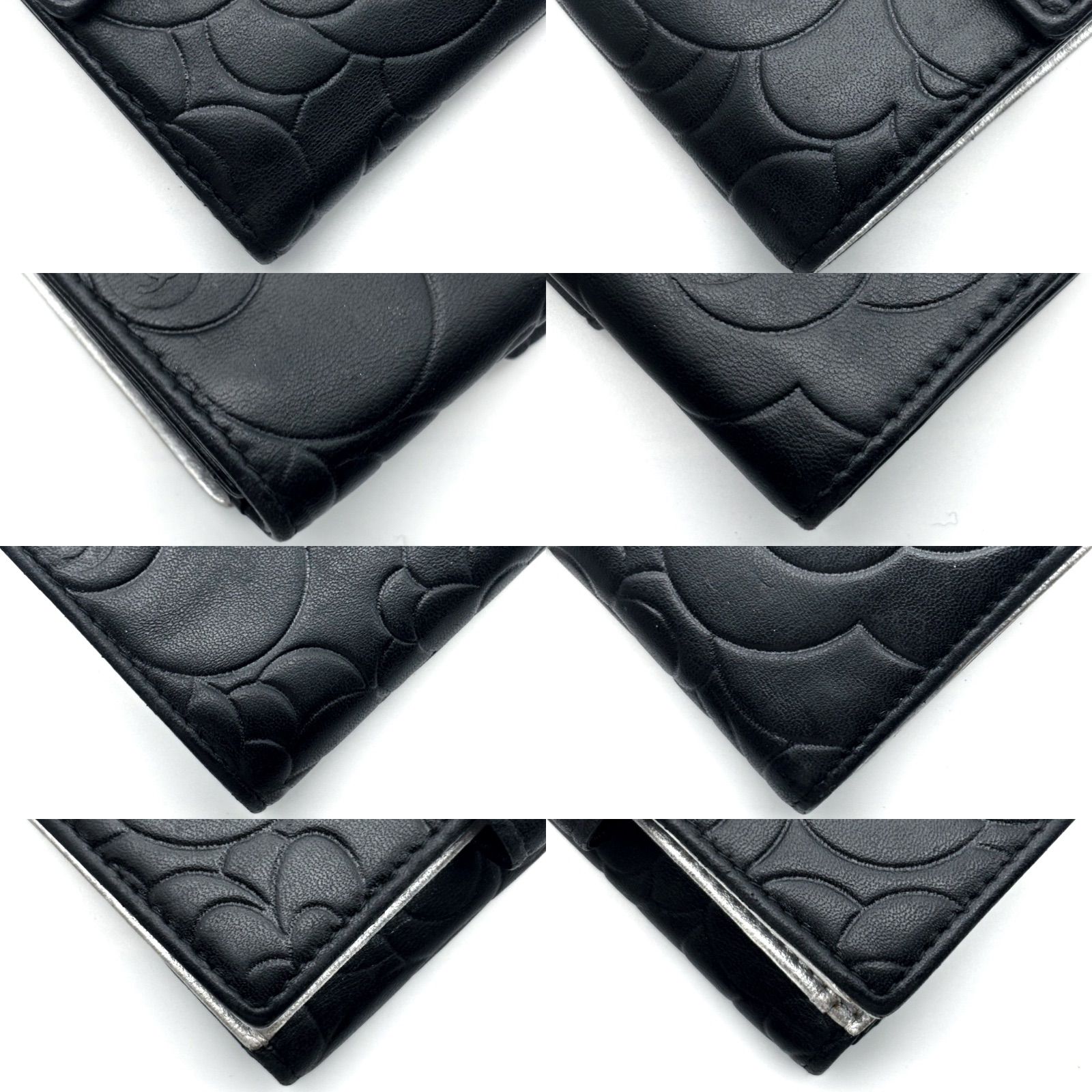 美品✨】シャネル 財布 カメリア 型押し Wホック 二つ折 - メルカリ