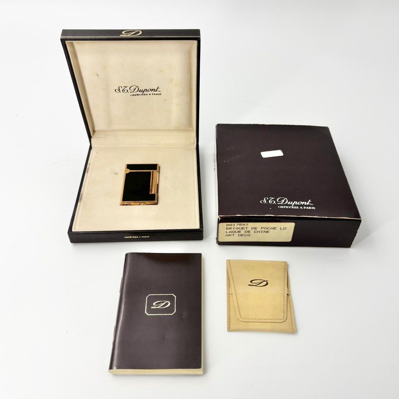 Dupont デュポン 都彭 ラッカー ライン1 ロング スクエア ローラー式 ガスライター ネイビー ゴールド ケース付き フランス製 1443