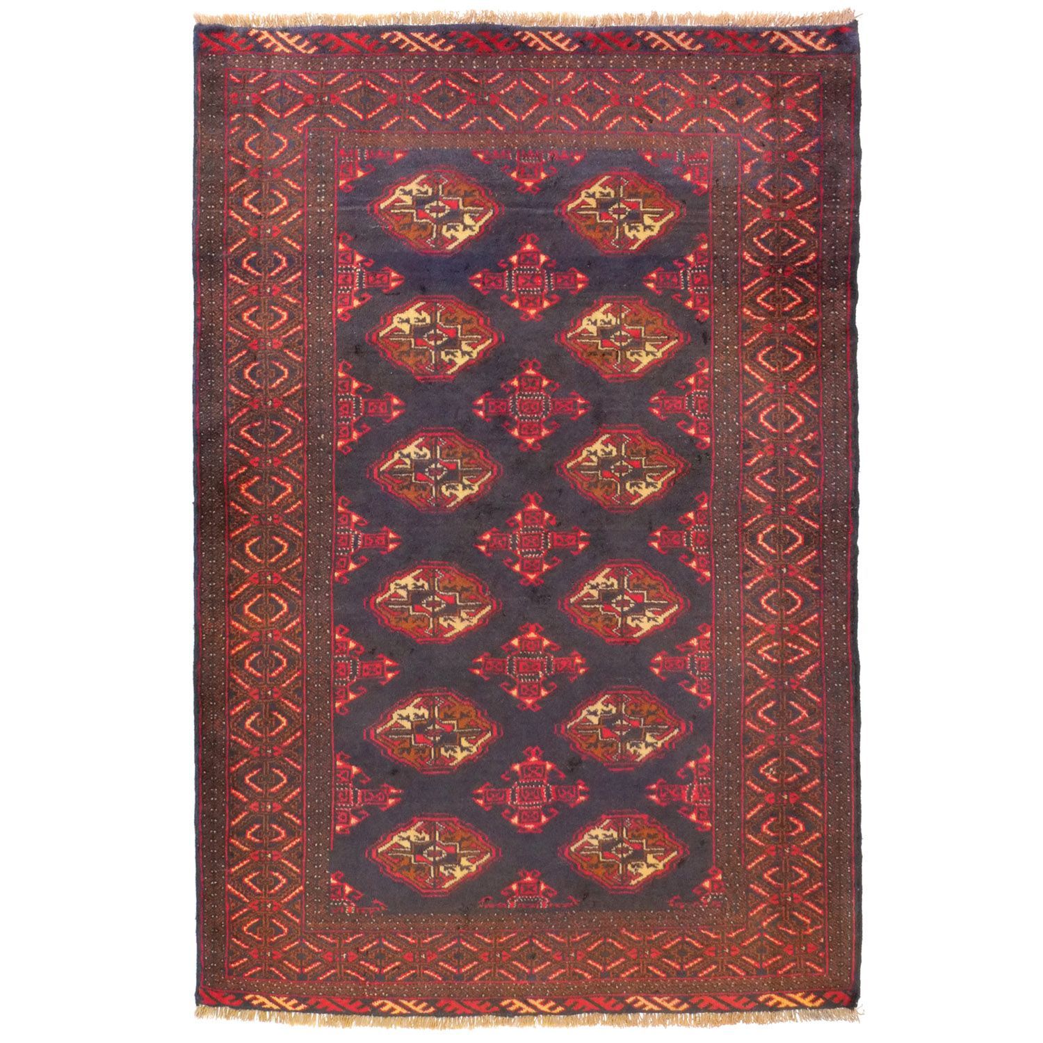 ★大幅値下げ★ペルシャ絨毯　ウール　手織り　パキスタン　トルクメン　ヴィンテージ トルクメン 1960年代 1870×1250mm セミアンティーク エルサリギュル