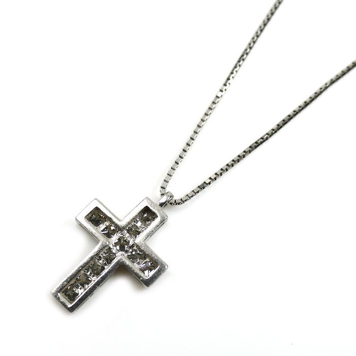 ゆきざき Pt 900プラチナ 850プラチナ リッチクロス ネックレス W 50217.2.2 ダイヤモンド0.50 ct 4.2 g ～50 cm フリーチェーン レディース