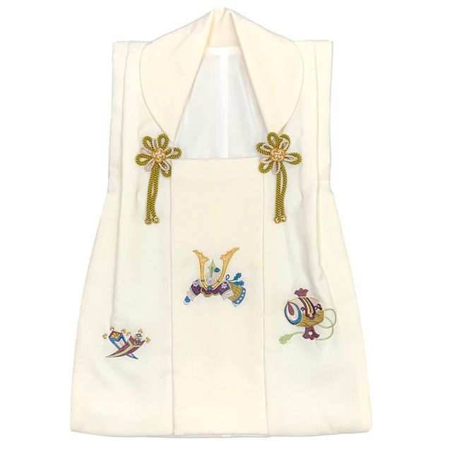 七五三 男の子 三歳 被布セット 被布コート 雪駄 信玄袋 足袋 4点コーデセット 合繊 生成り 兜と小槌 IBH497-set01