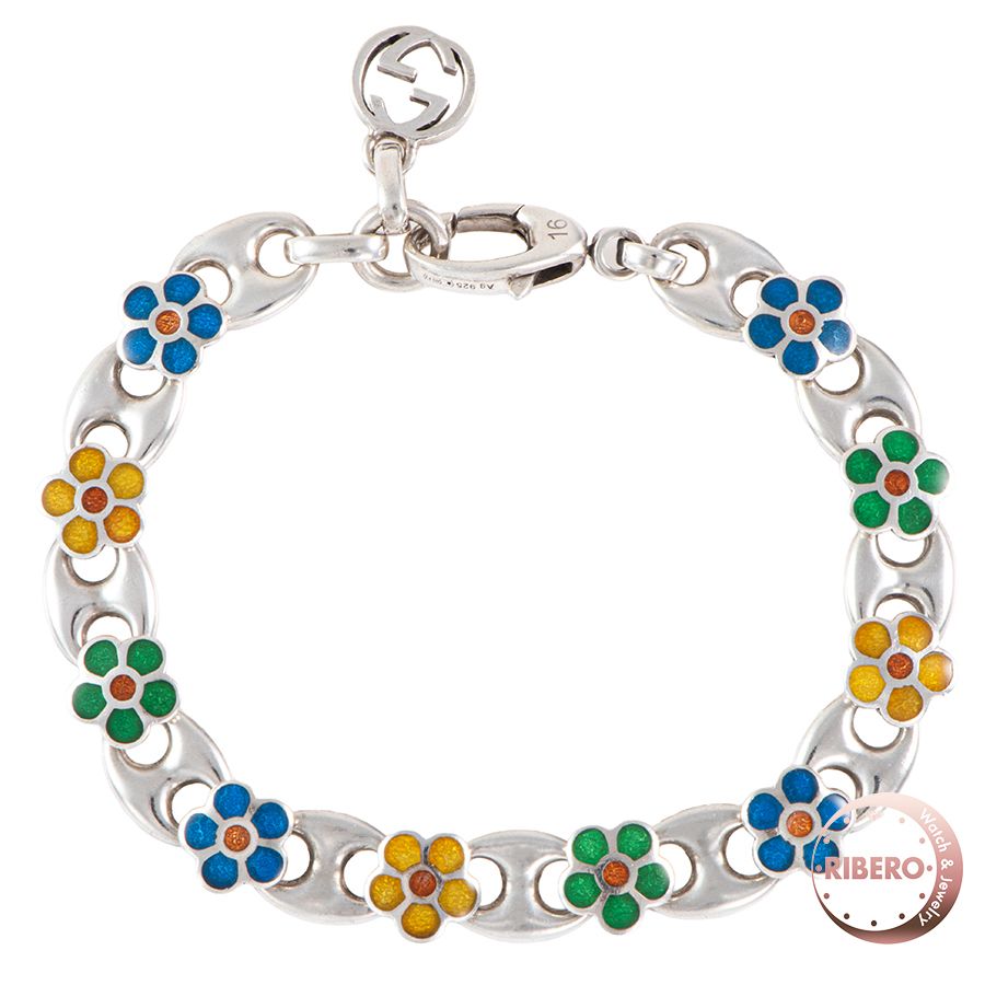 GUCCI グッチ フラワー ブレスレット シルバー マルチ