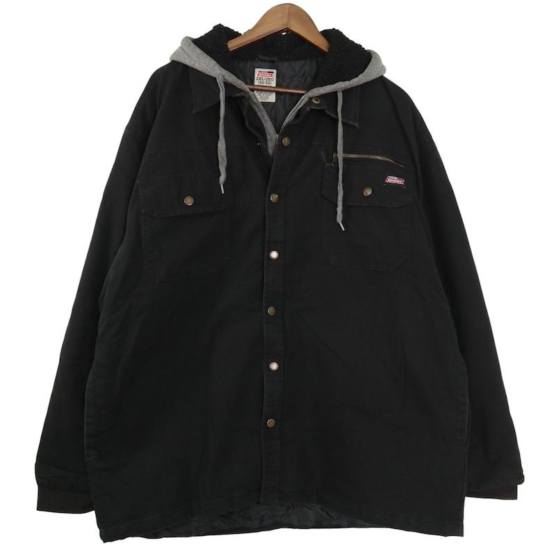 大きいサイズ メンズUS 2 XLサイズ ディッキーズ Dickies キルティングライナー フーディードッキングヘビーネル 胸囲約141 cm ブラック系 jc 0315 古着 アメカジ