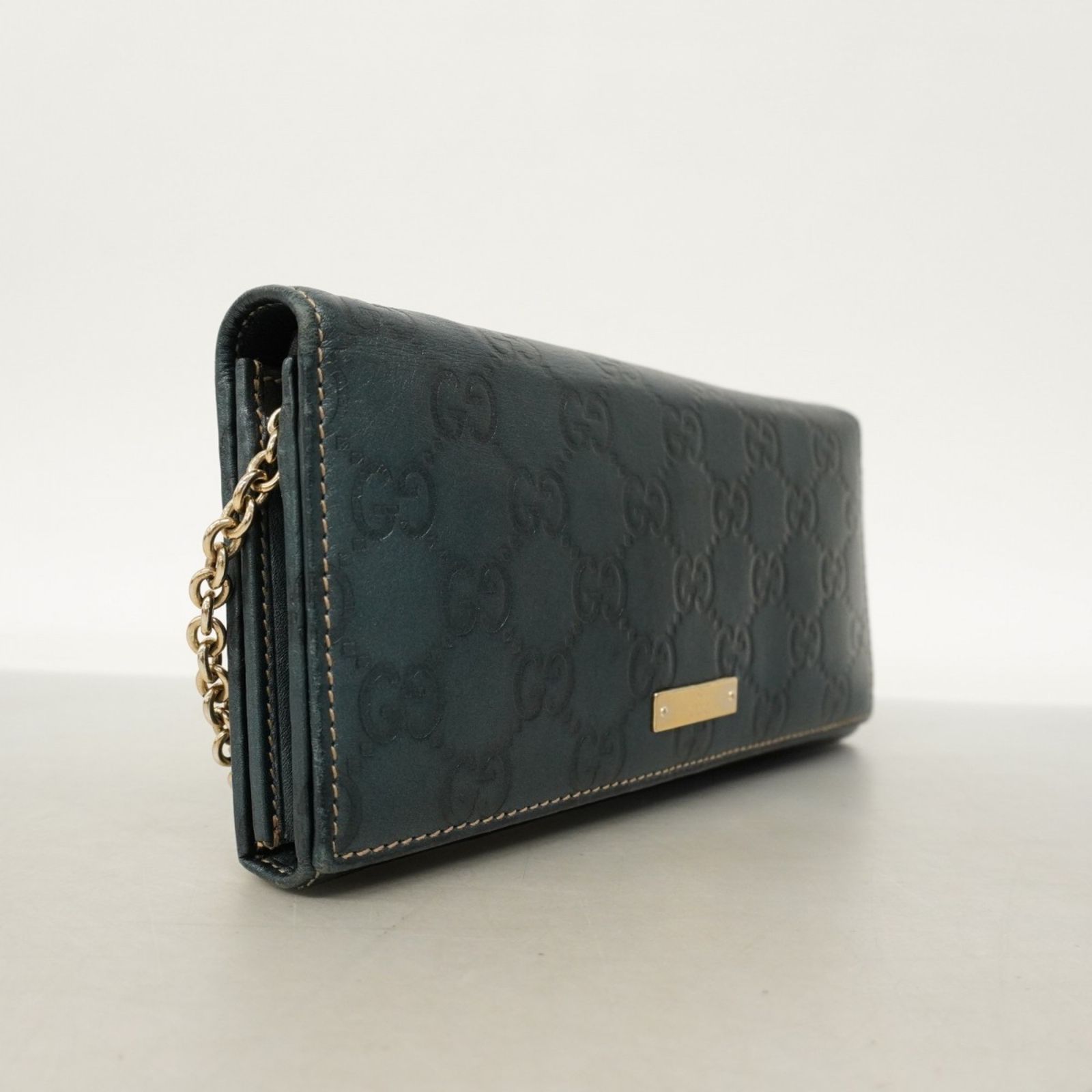 グッチ Gucci 長財布 グッチシマ 170426 レザー ブルー シャンパンレディース