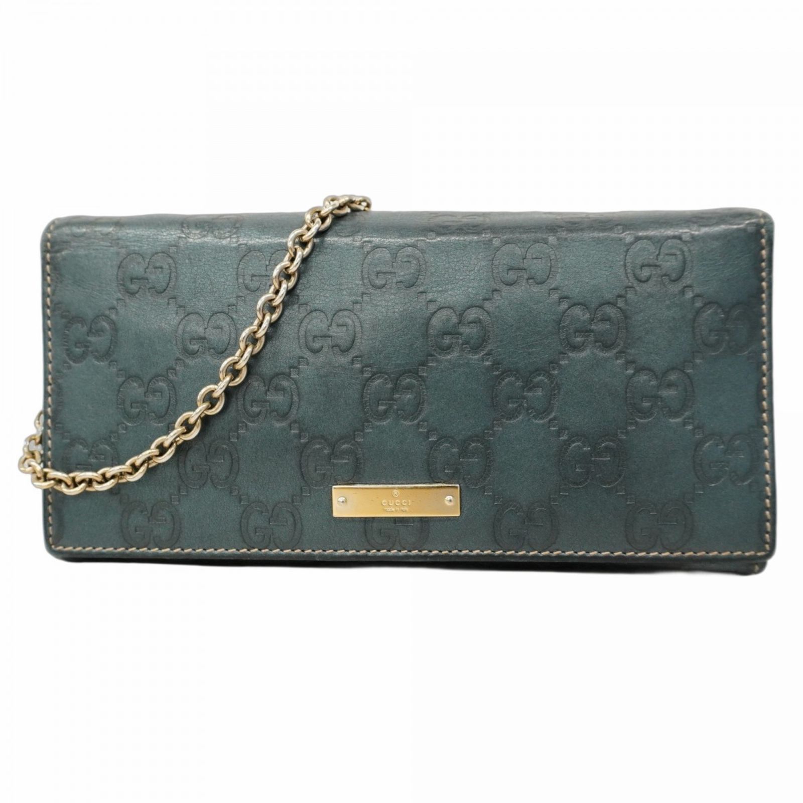 グッチ Gucci グッチ 長財布 グッチシマ 170426 レザー ブルー シャンパンレディース