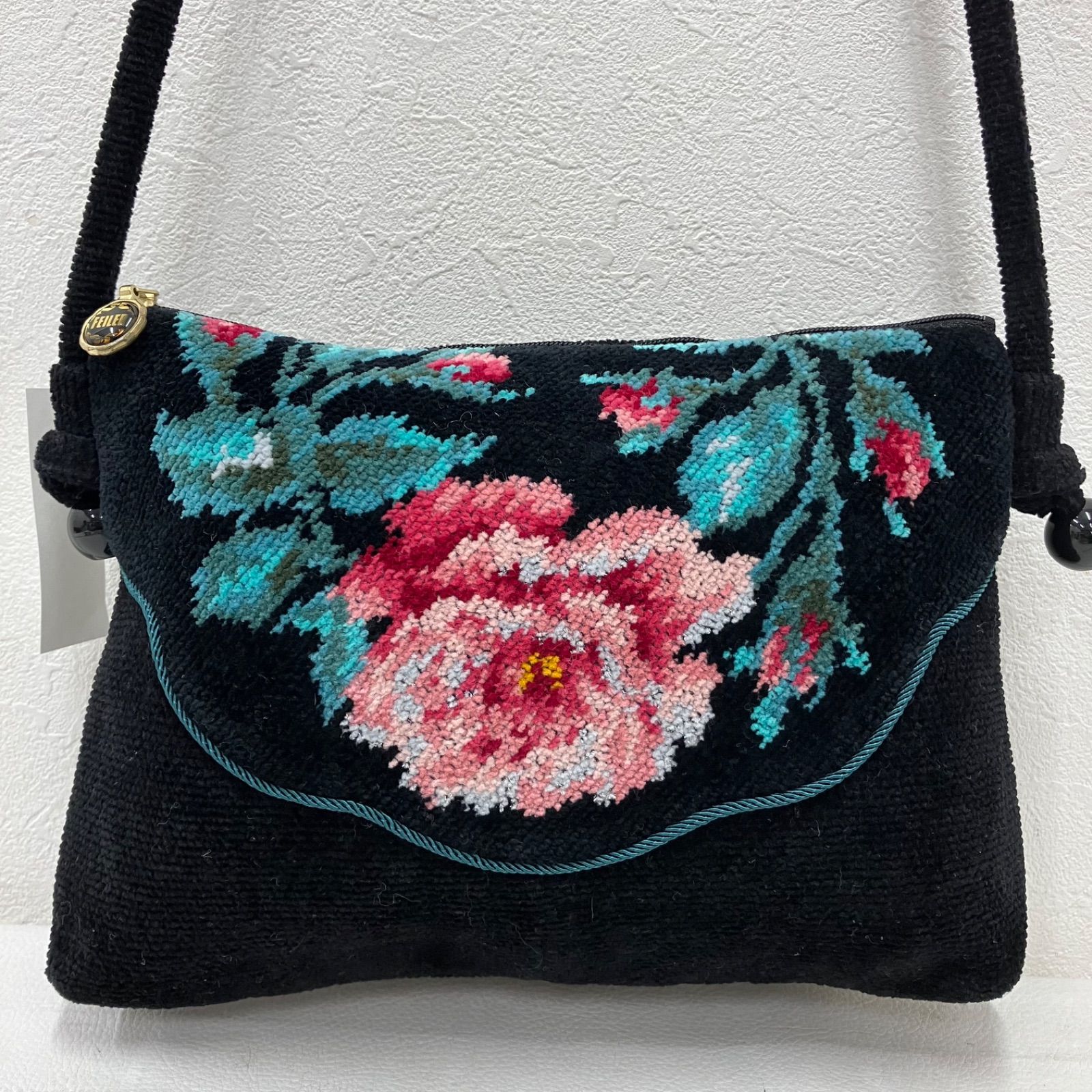 5818 FEILER フェイラー ショルダーバッグ ブラック 黒 シュニール織り