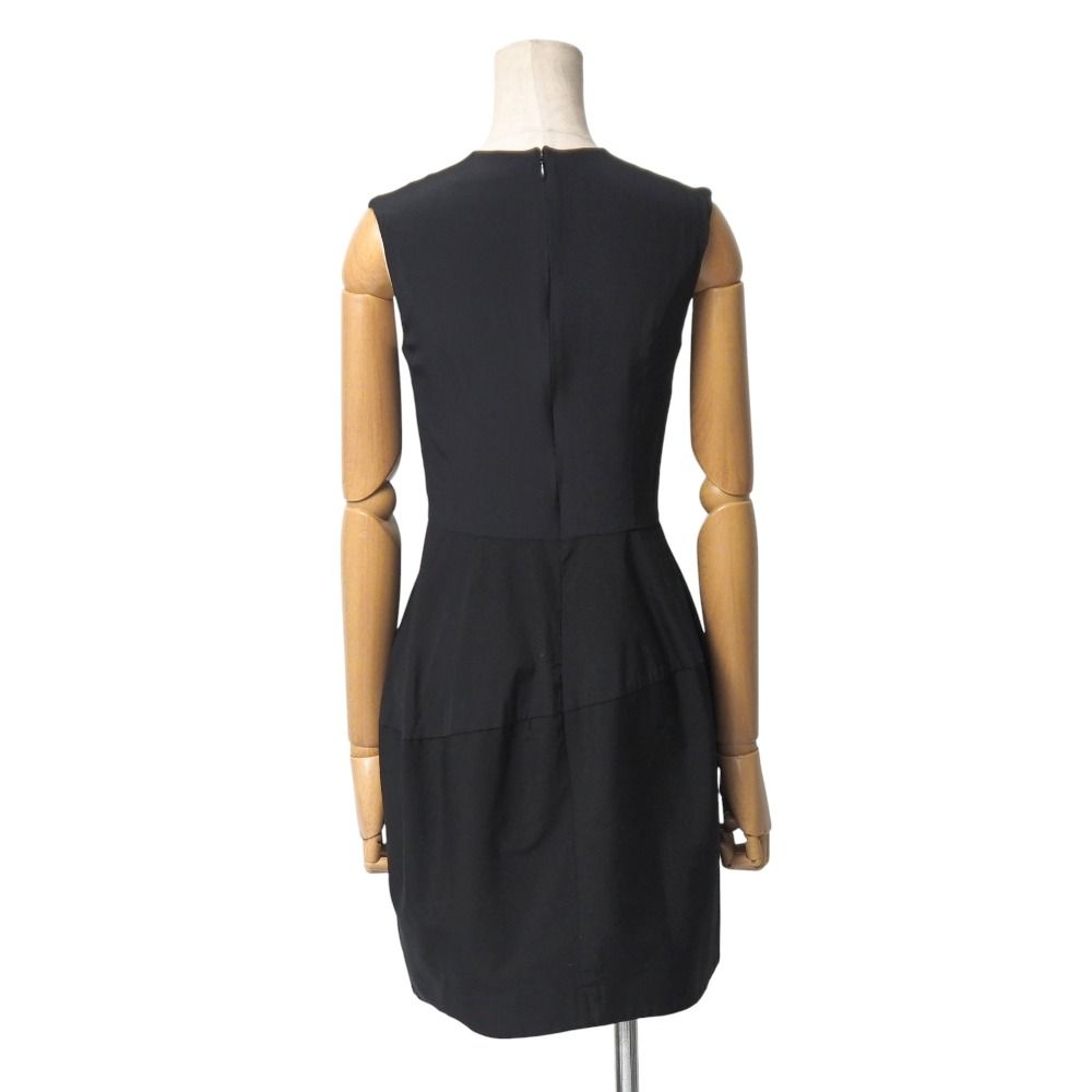 YOKO CHAN ヨーコチャン ワンピース サイズ36 ノースリーブ フ ミディ 切替 トップ 総シルク ブランド古着 RA 6615