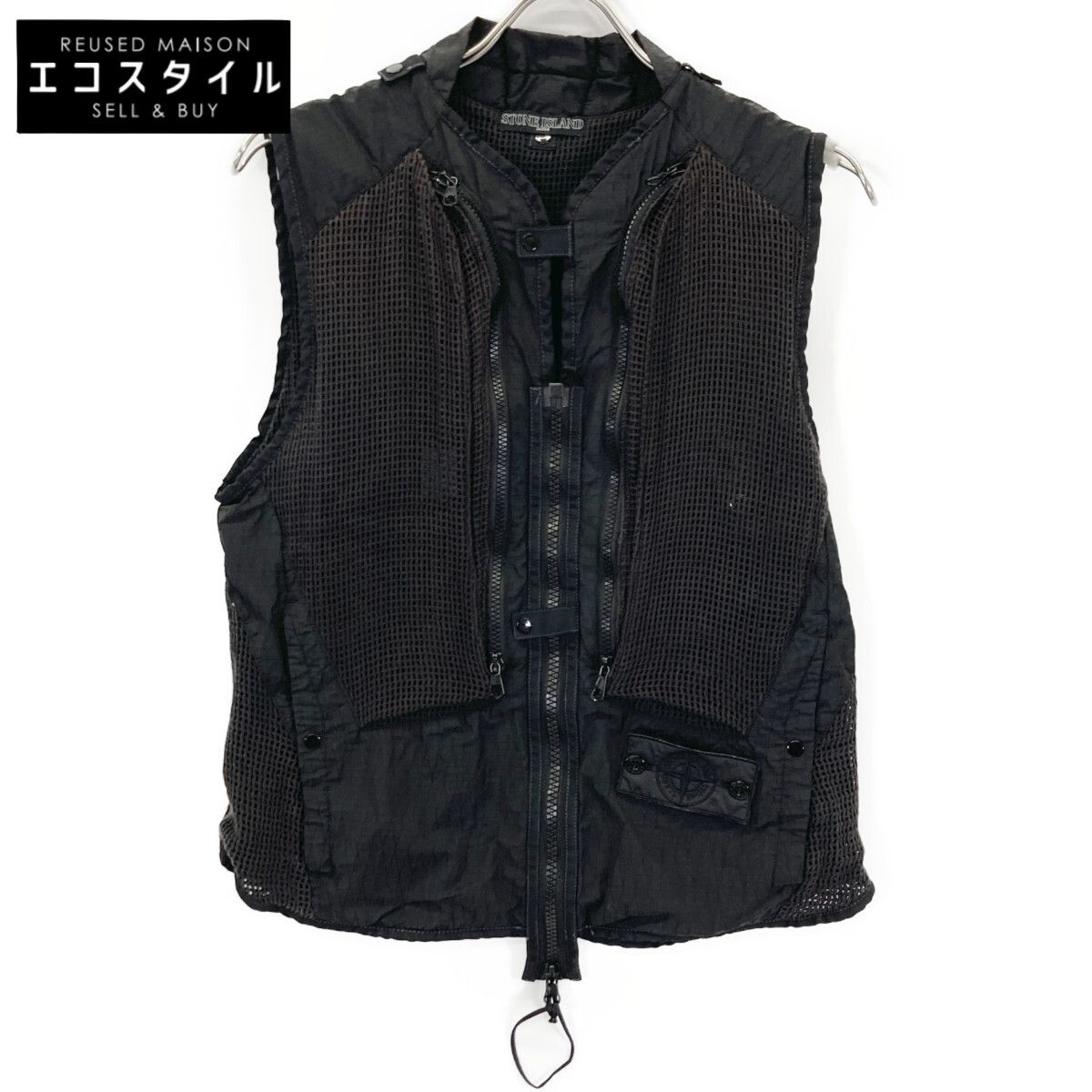 STONE ISLAND ストーンアイランド 5419G0103 ブラック ゴースト ブラックパッチ メッシュベスト S