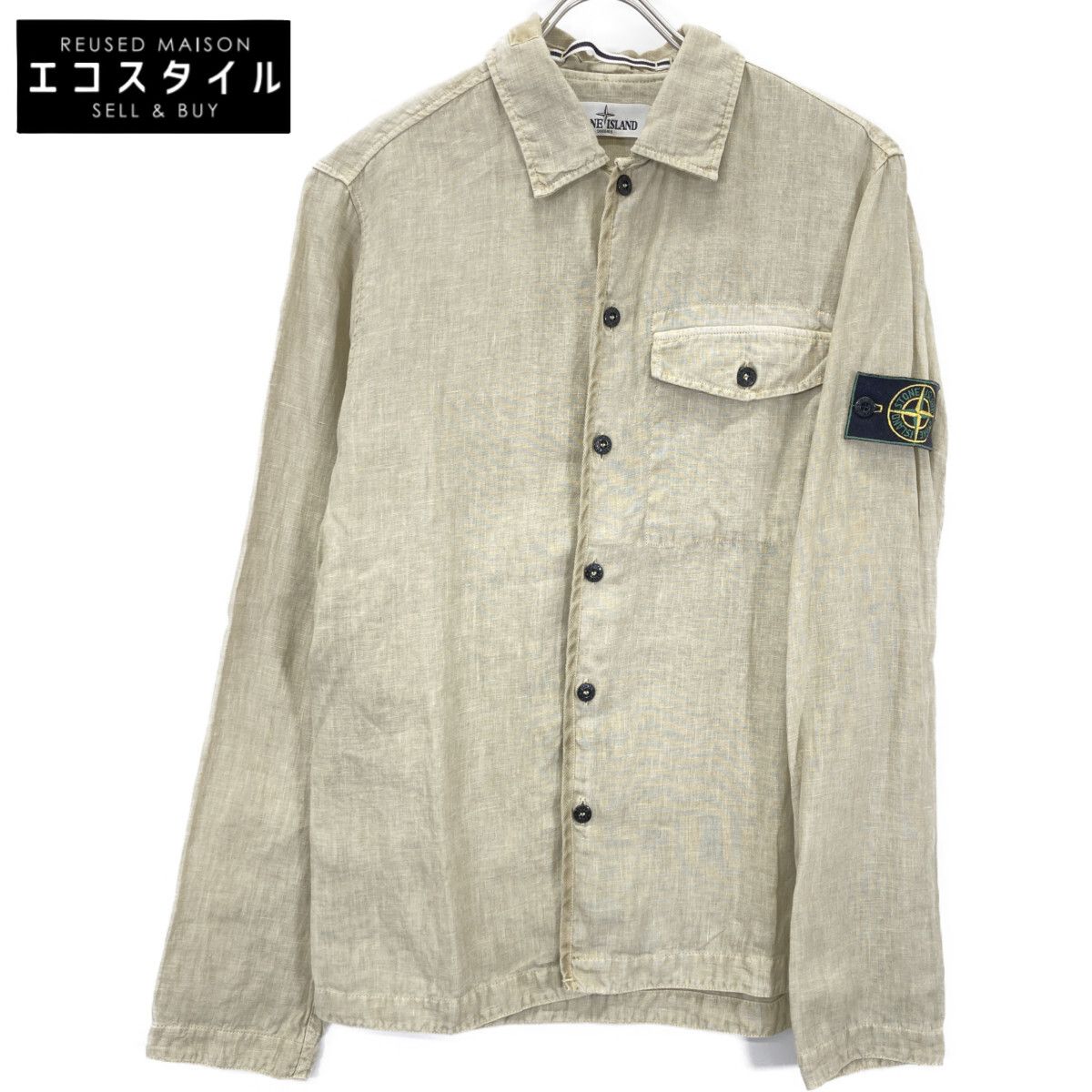 STONE ISLAND ストーンアイランド 561510501 ベージュ リネン ロングスリーブシャツ S
